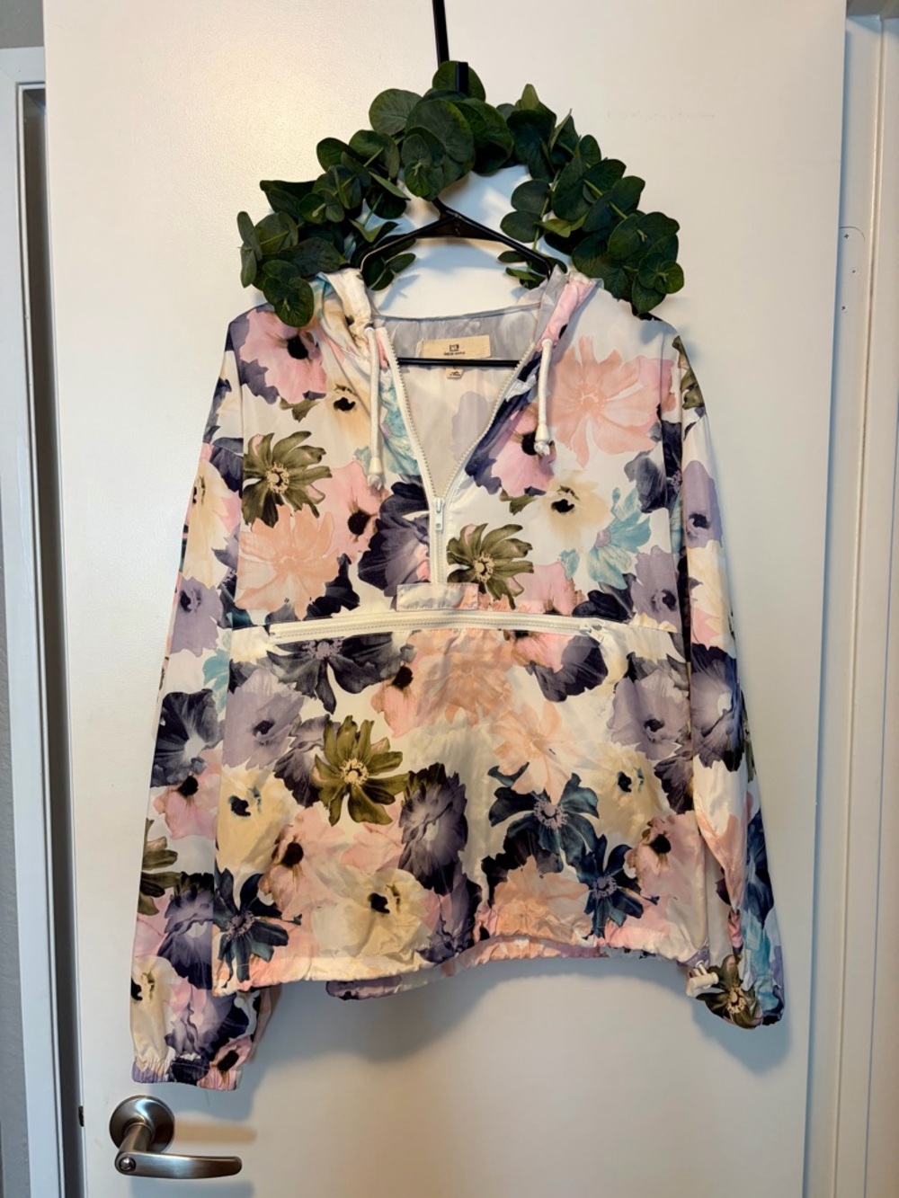 Thread & Supply Floral Pullover Jacket in Pastel Pink, Lavender, Green, Navy